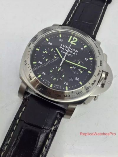 Swiss Replica Panerai Luminor Daylight Watch PAM196 Black Chronograph